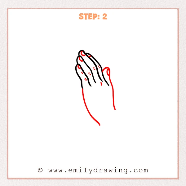 how to draw a praying hands - Step 2